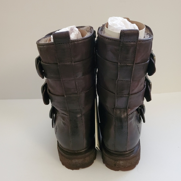 Frye Valerie Shearling Strappy Moto Boot 8 - Picture 5 of 8